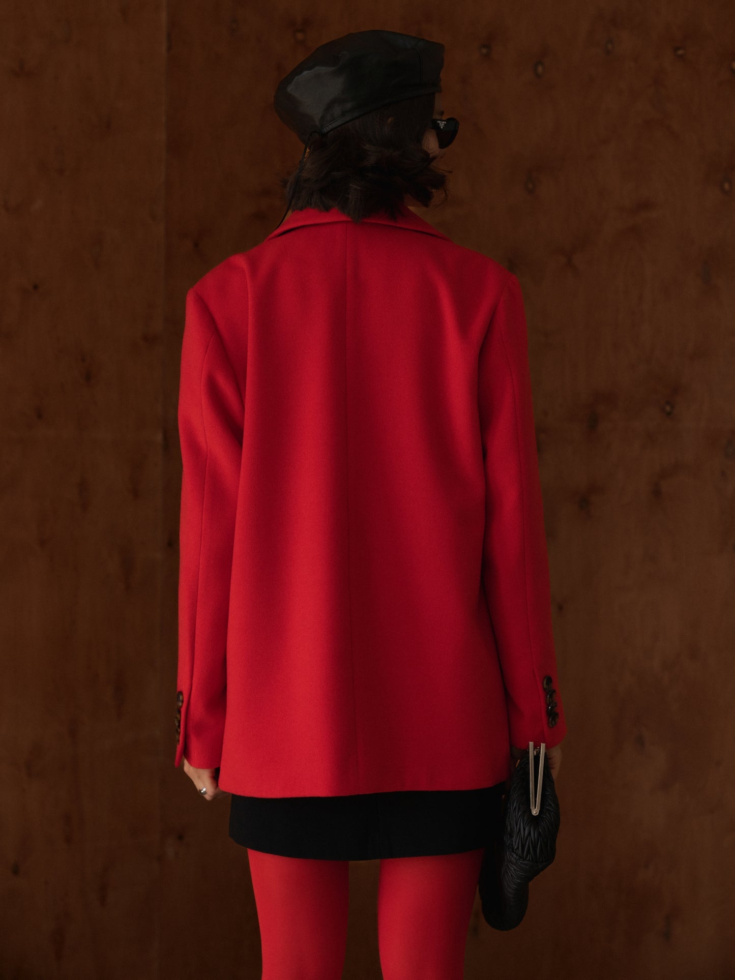 Single-breasted wool jacket, Red Flare