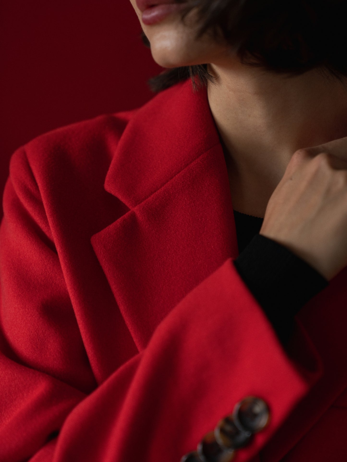 Single-breasted wool jacket, Red Flare